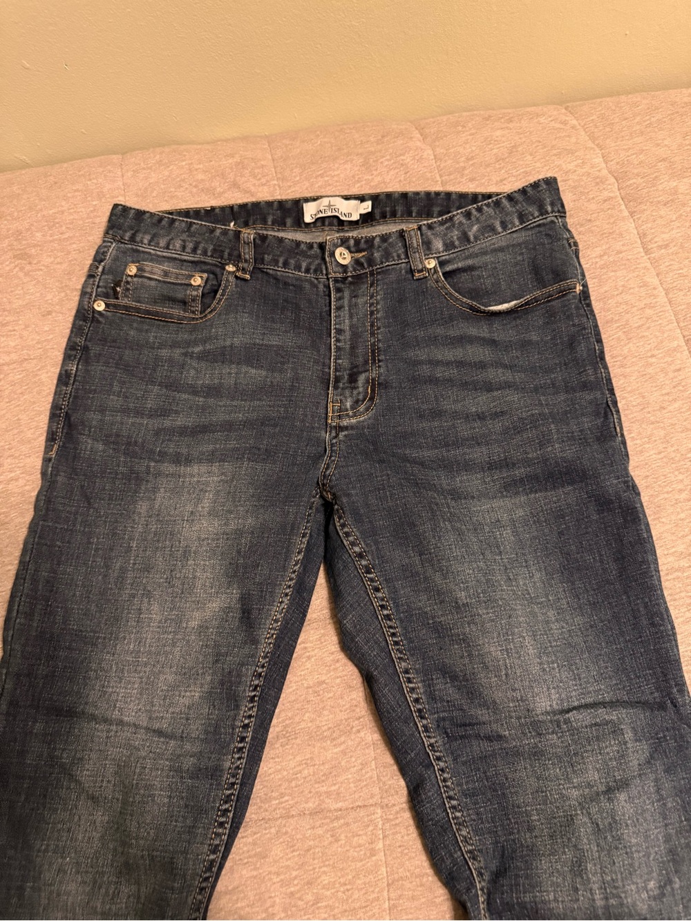 Stone Island Men’s Blue Slim Jeans with Compass Patch - Picture 3 of 6